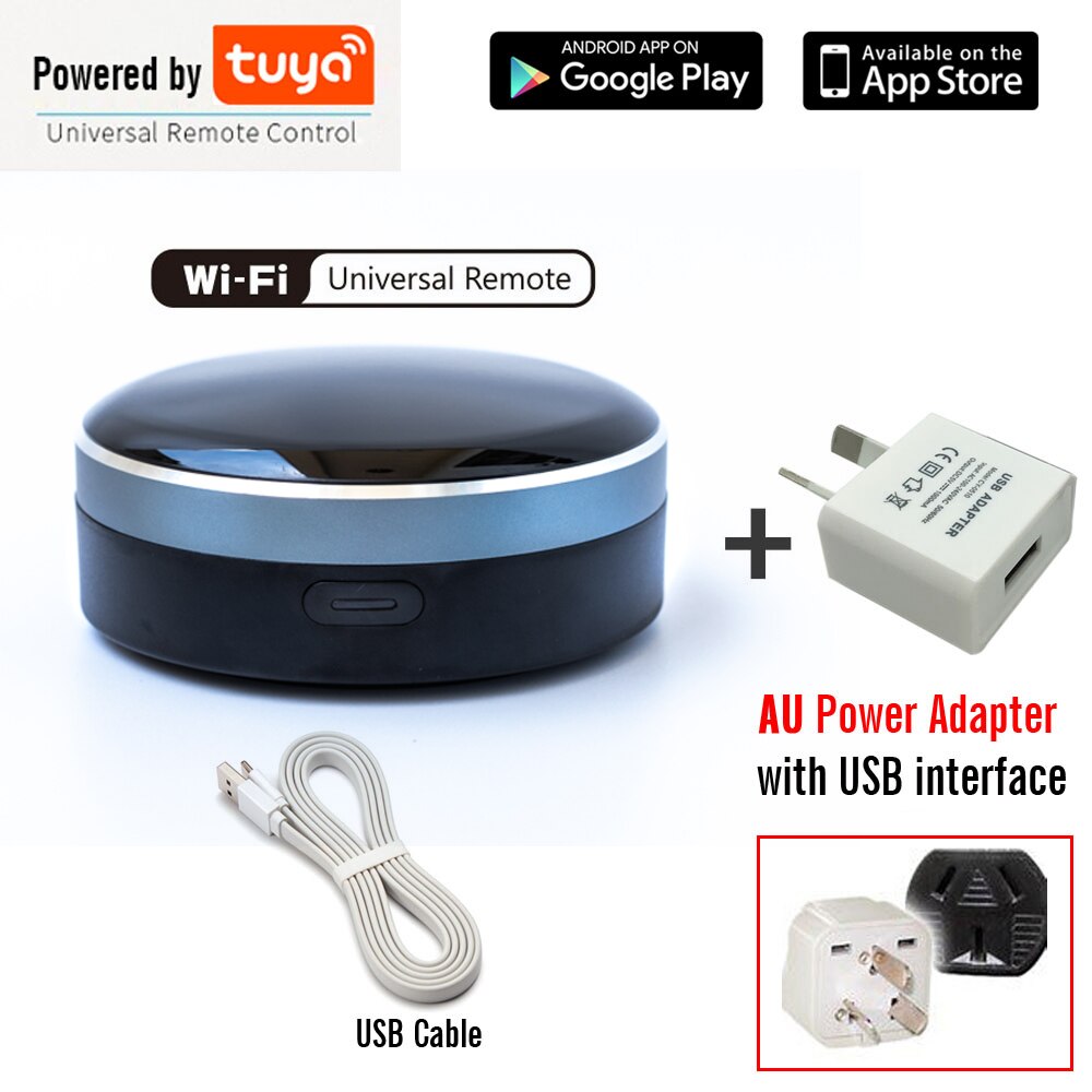 Tuya-Control remoto inteligente RF IR 2 en 1, mando A distancia Universal para persianas enrollables de TV A/C, funciona con Alexa, Siri y Google Home: Add AU Adapter