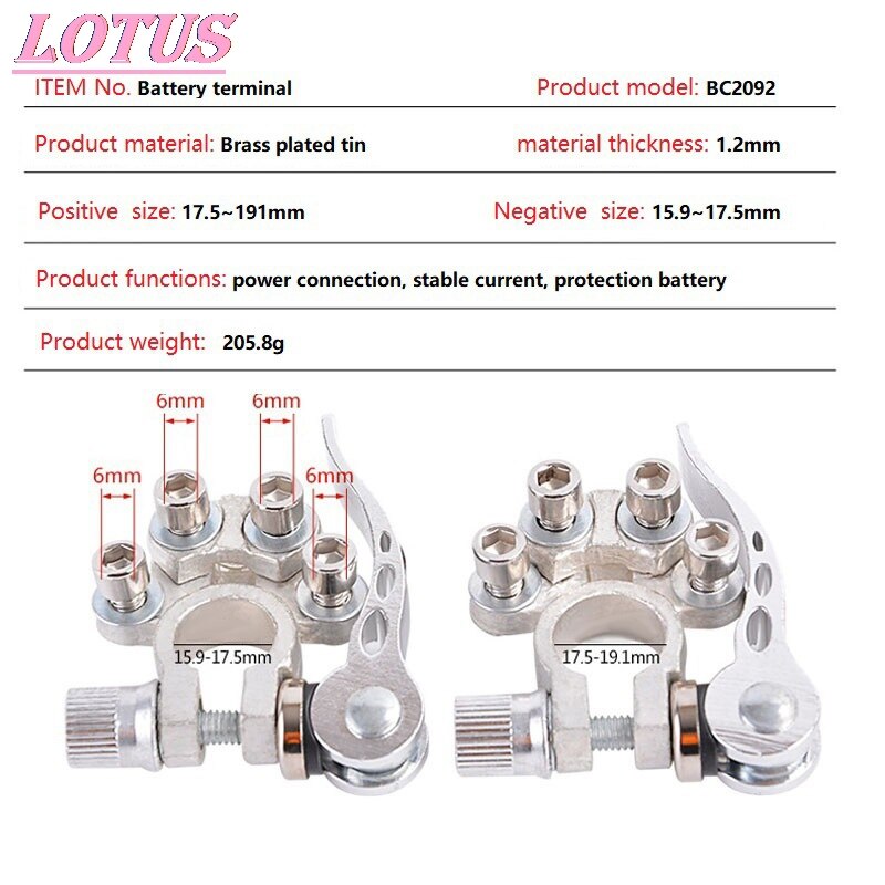 2PCS 12V 24V Automotive Car Top Post Battery Terminals Wire Cable Clamp Terminal Connectors Car Accessories Hotsale