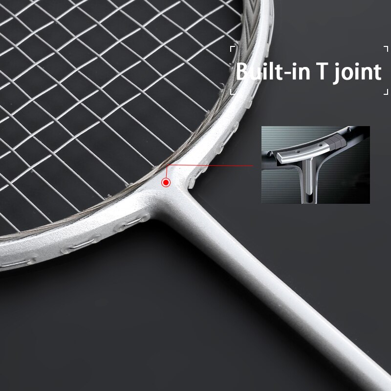 Carbon Badminton Rackets Padel Super Light 5U Racket With Strings Bags Carbon Fiber Racquet Strung Free Grip