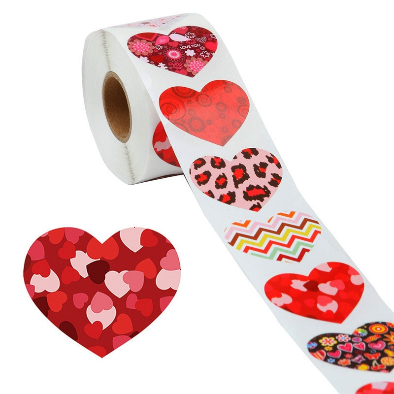 500 stücke Neue Herz Runde Form Etiketten Papier Verpackung Aufkleber Candy Dragee Tasche Box Verpackung Kuchen Tasche Hochzeit Dank aufkleber