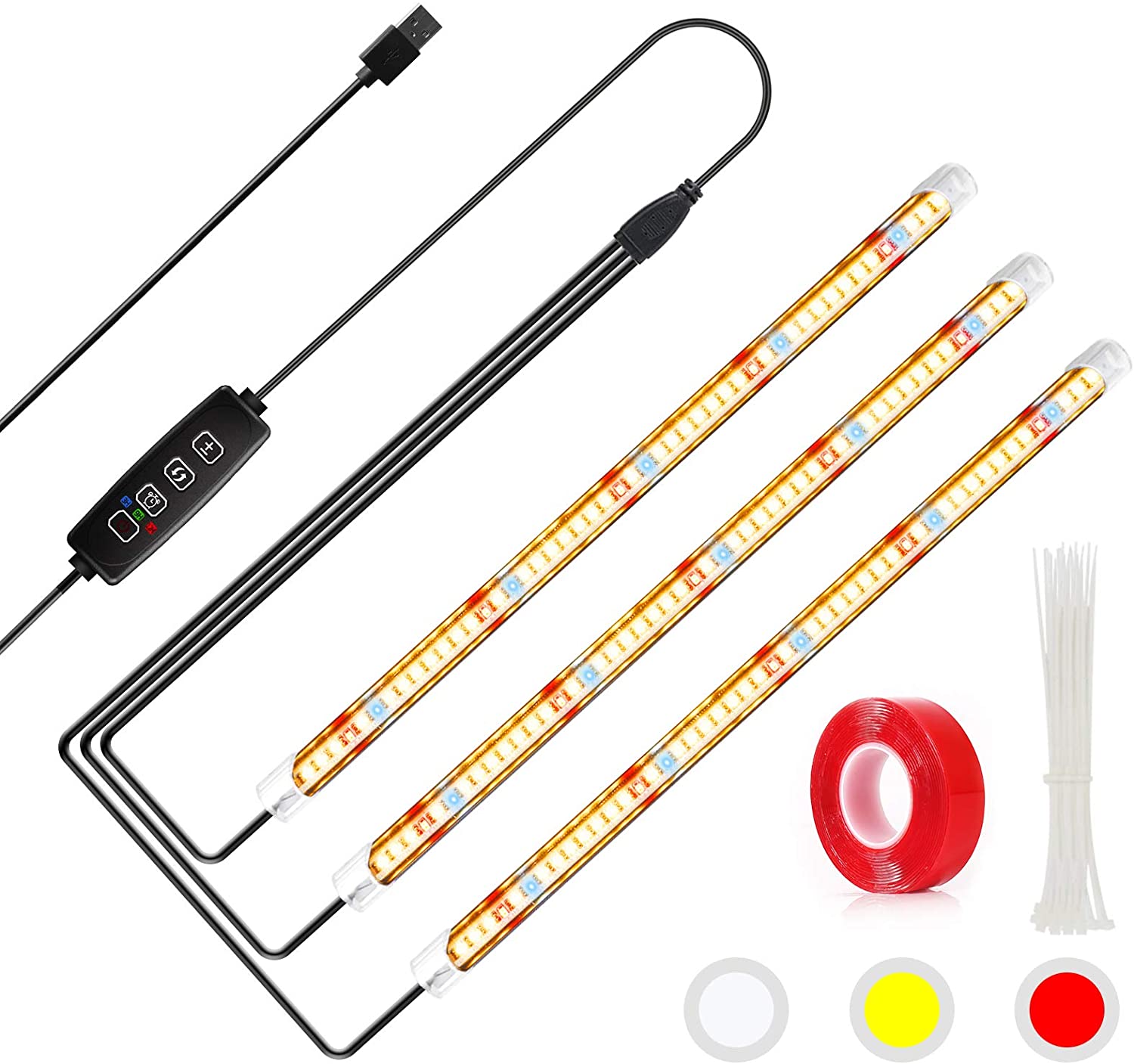Houyi Led Plant Licht T5 Full Spectrum 3500K Rood Licht Led Verlichting Met Timer 10 Helderheid Niveaus Led Plant lamp Voor Kassen: 3pcs