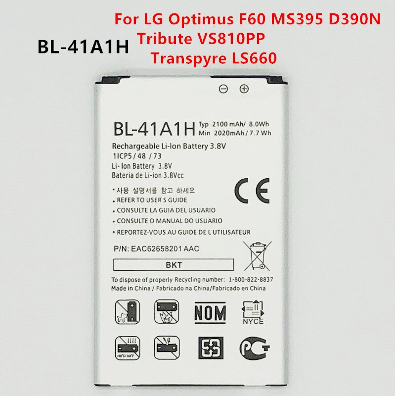 BL-41A1H BL-44E1F BL-44JN BL-44JR BL-45B1F BL-47TH BL-48TH BL-49JH BL-49SF BL-51YF BL-53YH BL-59JH Batterij Voor Lg G3/G4/V10/V20: BL-41A1H Optimus F60