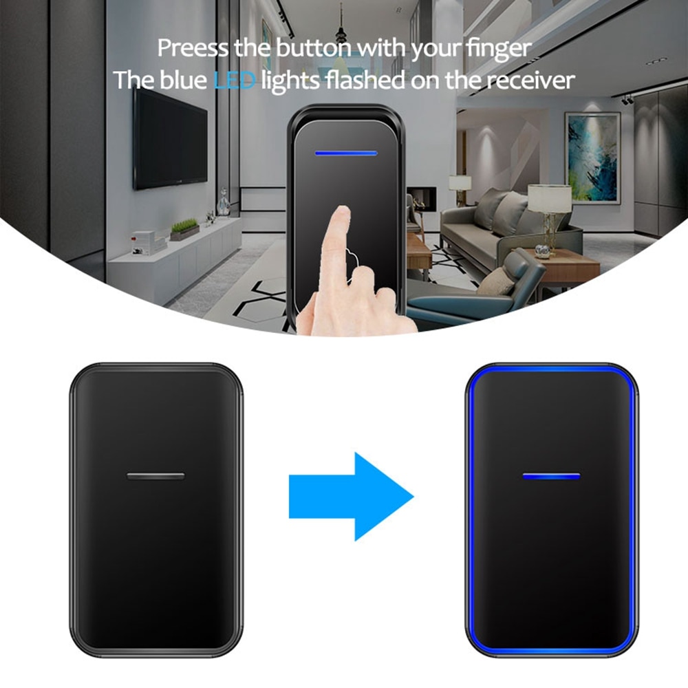 CACAZI Draadloze Deurbel Waterdicht 300M Remote 1 2 Knop 1 2 Ontvanger US EU UK Plug Smart Home Welkom bellen Deurbel