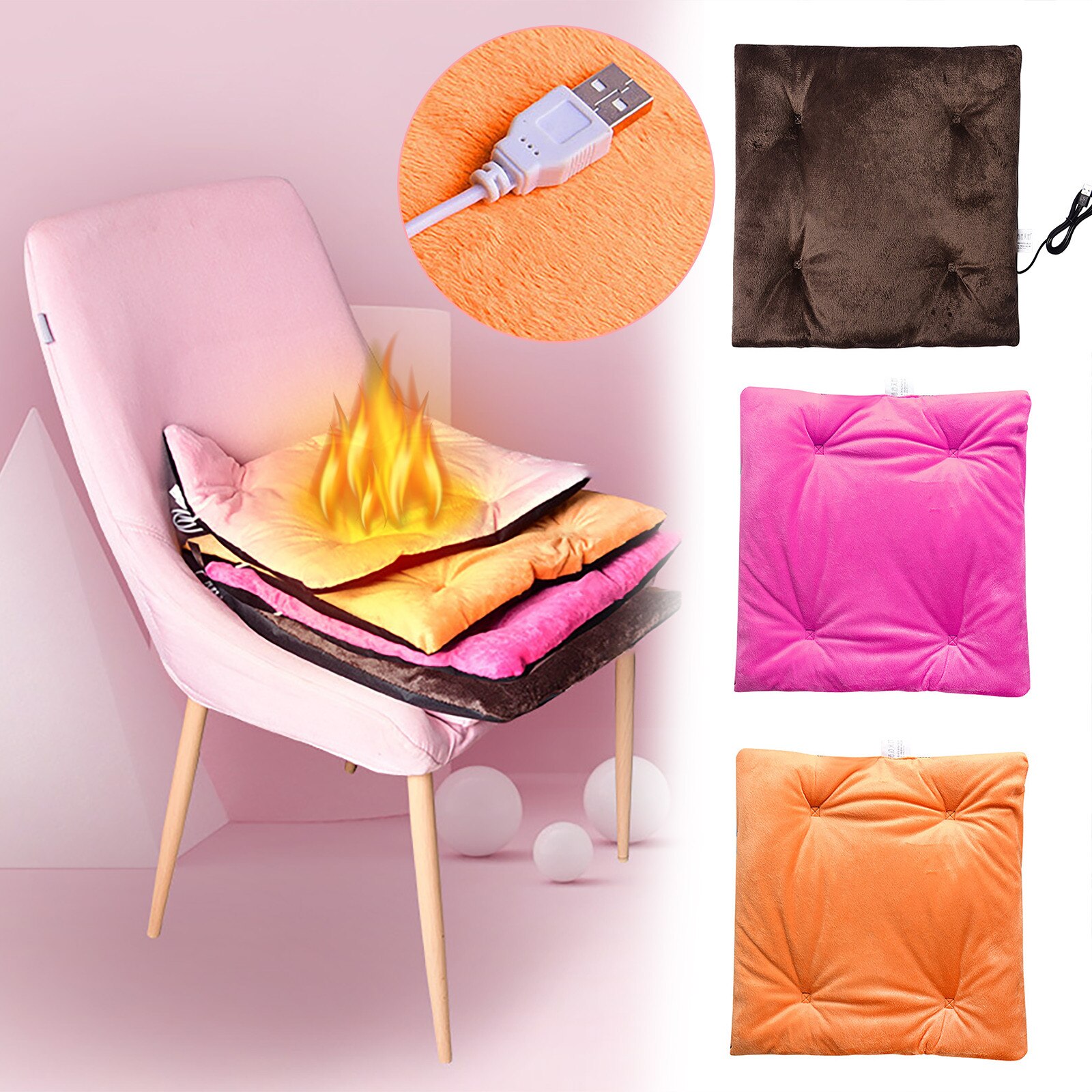 Electric Heating Seat Cushion Office Heating Cushion Usb Car Seat Heating Sofa Outdoor Garden Thick Cotton Home Decor #YJ