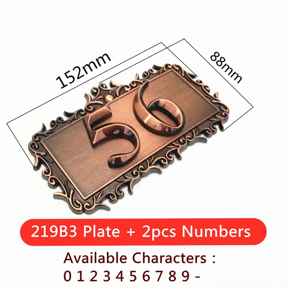 ABS Plastic Imitation Metal Bronze Door Frame House Number Custom Sign Door Number Sticker For Hotel Apartment Villa Door Plate: MULTI