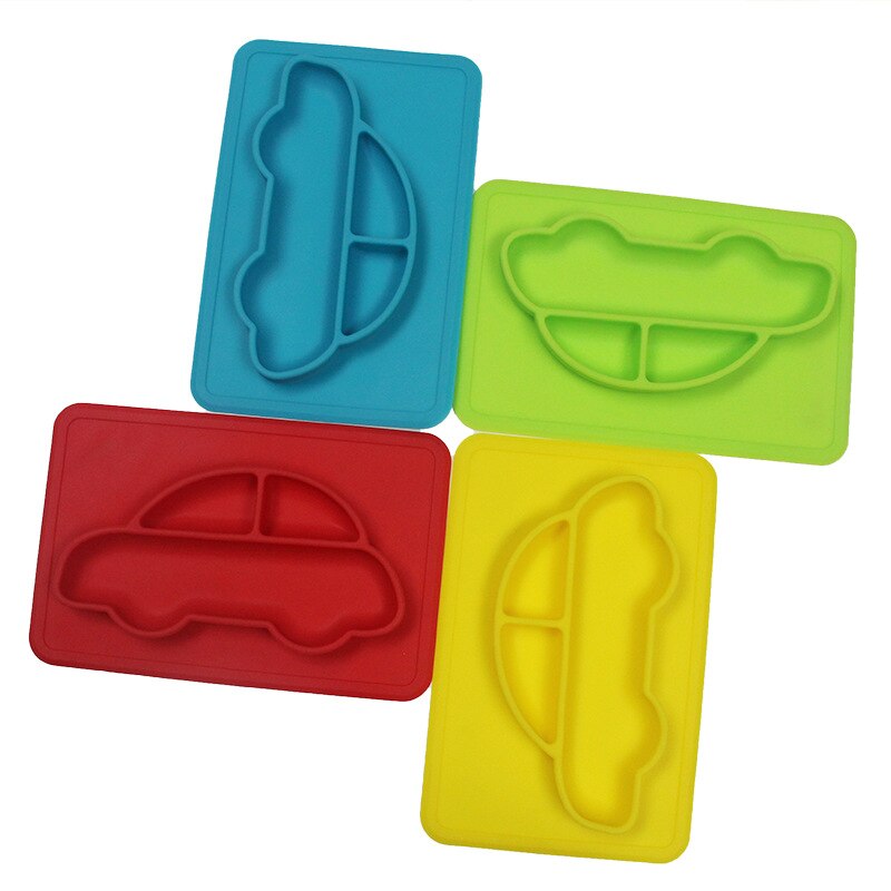 Baby silikon bil form bordstablett tallrik servis barn mat behållare fat spädbarn matning barn mat tallrik bricka redskap