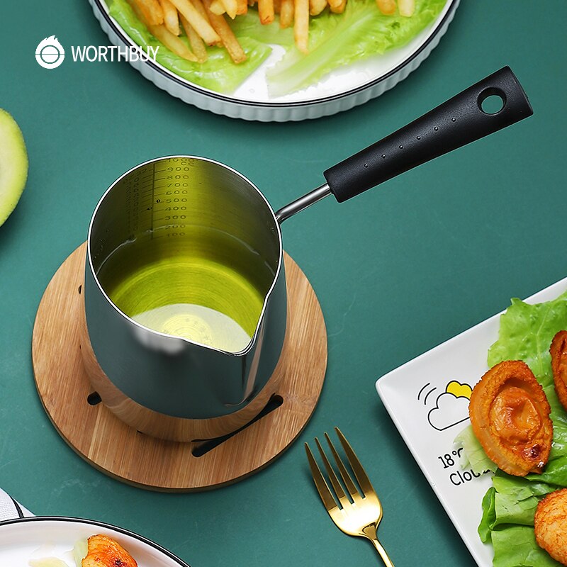 WORTHBUY Mini Koekenpan Pot Met Schaal 18/8 Roestvrijstalen Pan Voor Kids Patat Kip Koken Pan Keuken Kookgerei