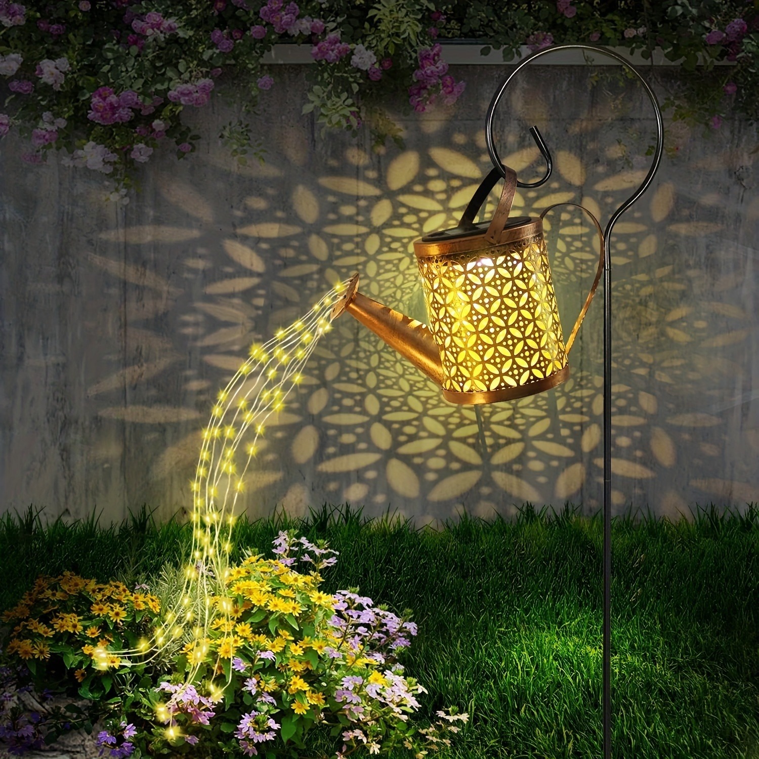 Luces solares decorativas para jardín, regadera Solar con luces, linternas solares colgantes, color blanco cálido, 1 ud.