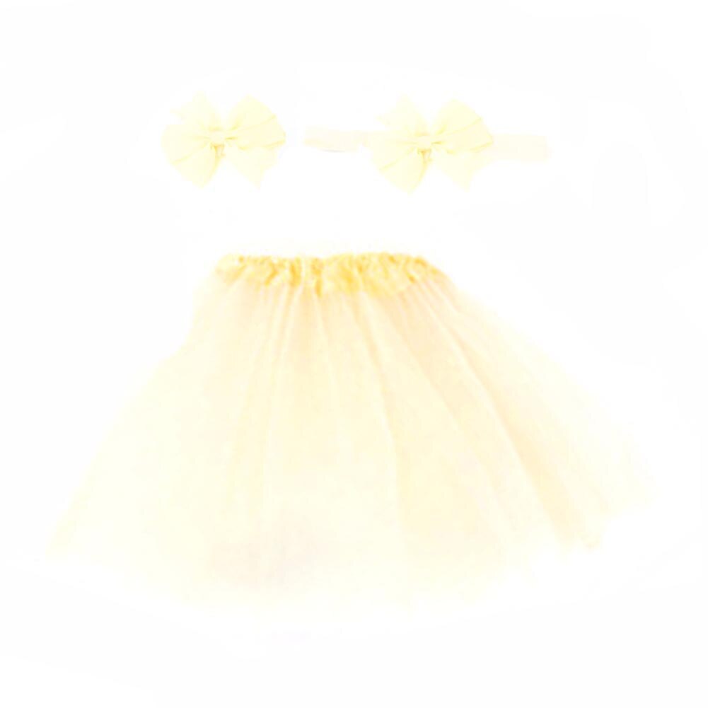 3 Stks/set Snoep Kleur Zachte Baby Meisje Tule Rok Hoofdband Haarspeld Photo Prop Prinses Kerst Dag Leuke Comfortabele Rokken: Beige