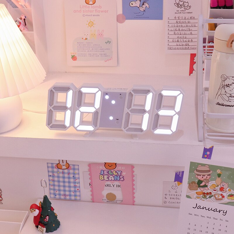Nordic Digitale Alarm Uhren Wand Hängen Uhr Snooze Funktion Tisch Uhr Kalender Thermometer Display Büro Elektronische Uhr