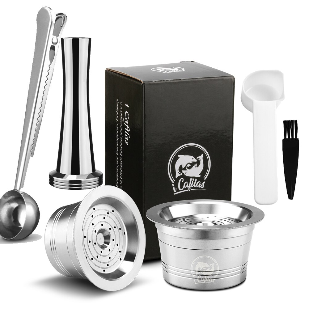 Cápsulas de café para Cafissimo Tichibo, cápsulas rellenables de acero inoxidable, Crema reutilizable, café permanente: 2Cup 1Tamper 1S