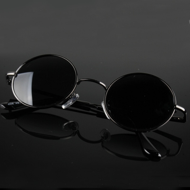 Show stil briller ægte polariserede solbriller vintage solbriller runde solbriller  uv400 sort linse