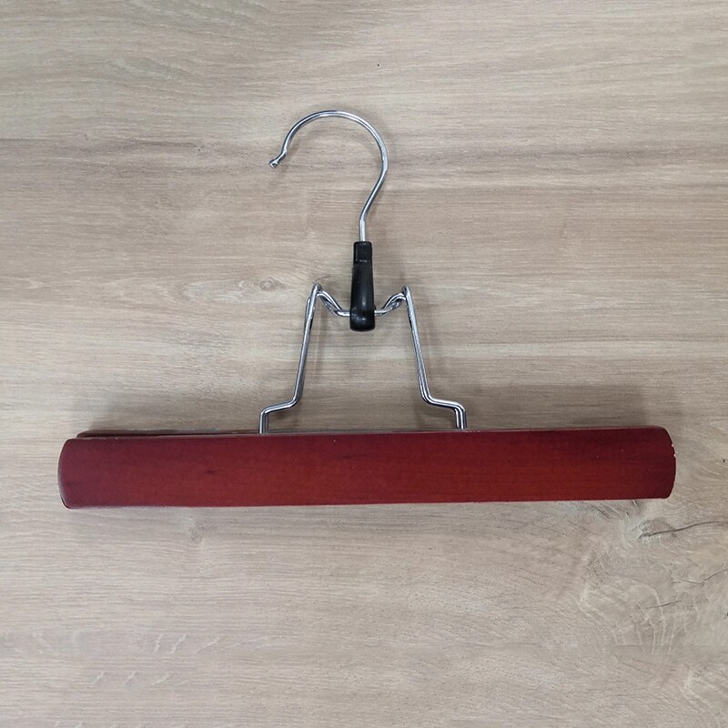 Multifunction Wooden Pants Hanger Rack Organizer Non-Slip Trouser Hangers for Skirt Wardrobes Perchas Para Pantalones Hair Clamp: Cherry wood color / 5pcs
