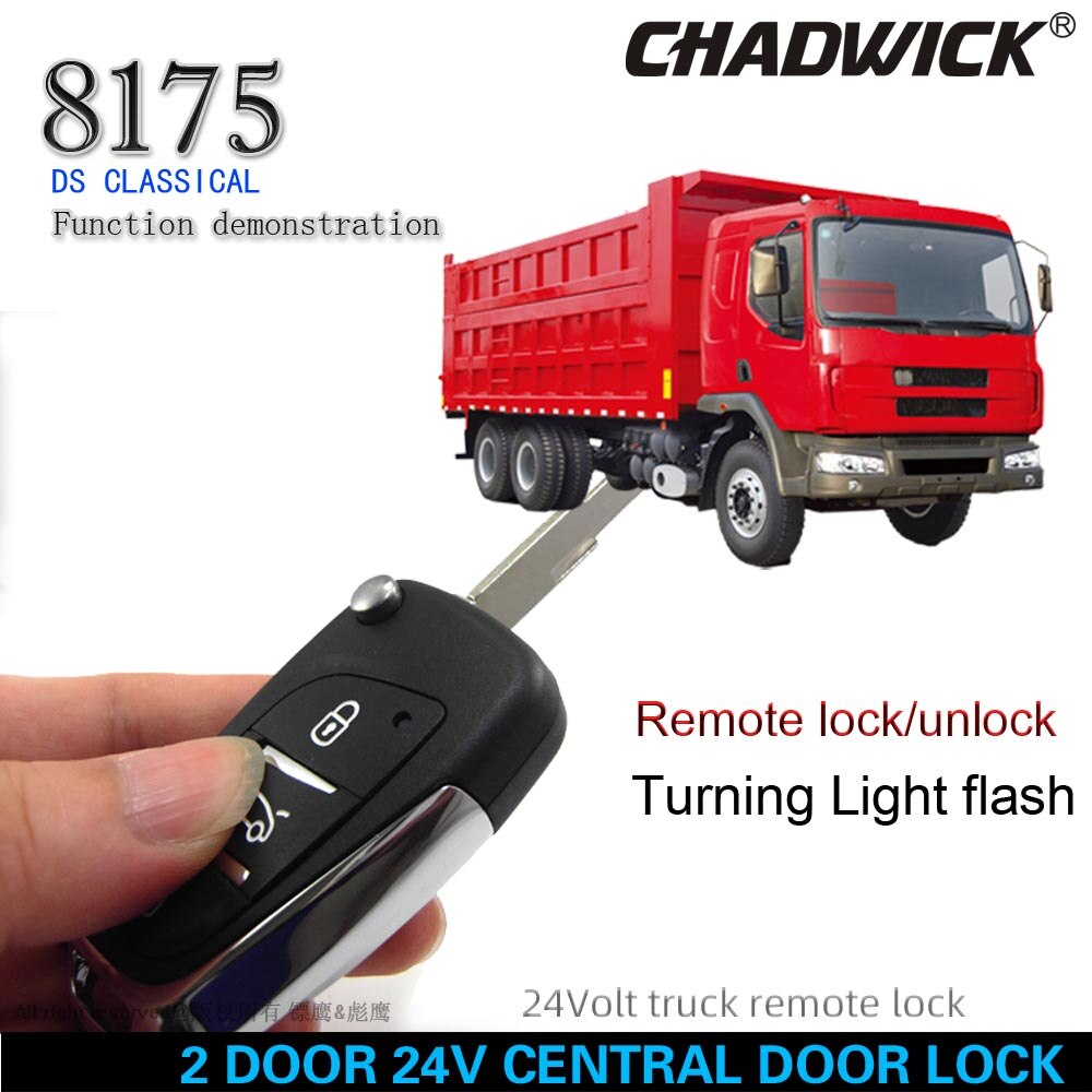 Nowy dla samochodów ciężarowych centralny zamek 24V ciężarówka drzwi blokada silnika klucz składany przed kradzieżą nie alarm samochodowy pilot blokada CHADWICK 8175