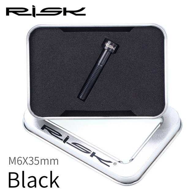 RISK Titanium Bolts M6 x 30 35 40 50mm Allen Key MTB Road Bike Taper Head Screw Bicycle Headset Cap Fixing Bolts Rainbow Gold: m6x35mm Black