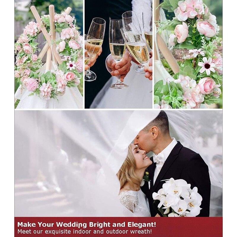 Realistyczne ręcznie różbyć winnym wianki na frontowe drzwi, okna, wesele, dekoracje ścienne-17 Cal sztuczne wianki na drzwi