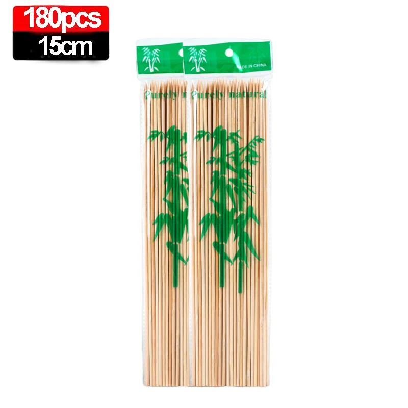 270/90 Uds palitos de comida desechables palo de brocheta de bambú palitos de ratán largos y gruesos de madera para Buffet comida fruta herramientas de barbacoa: Verde