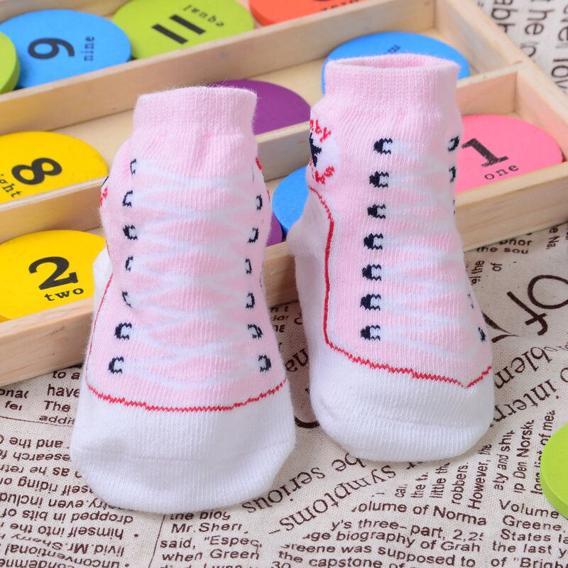 Newborn Warm Shoelace Pattern Socks Kid Toddler Anti-slip Soft Sole Ankle Socks Cute Infant Baby Boys Girls Clothing