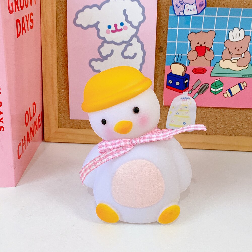 Ins bedroom girl LED small night light cute duckle room bedside lamp set up dormitory: Blue