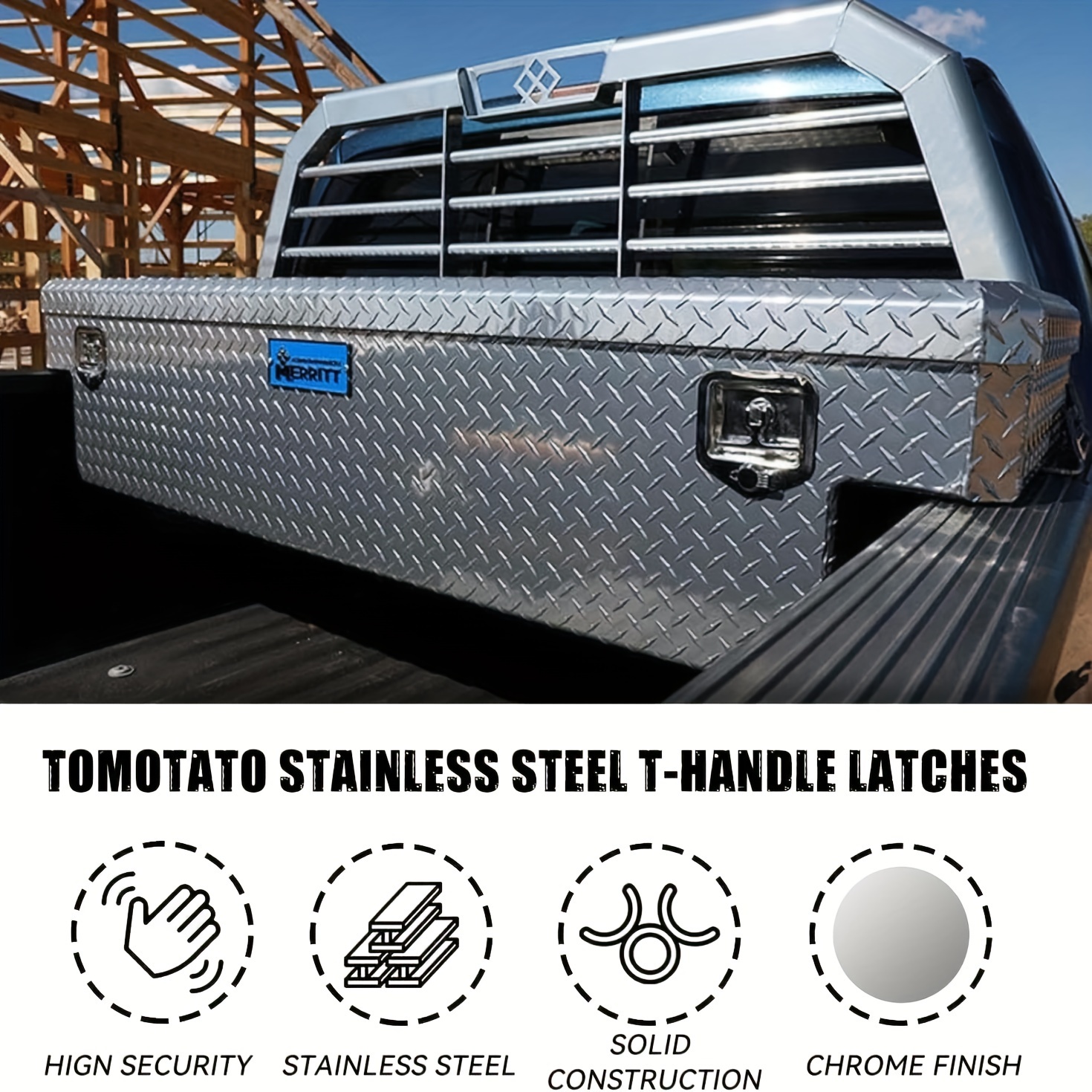 Trailer Door Latch T-Handle Lock Highly Polished Stainless Steel Keys with Gasket - Folding T Handle Latch RV Camper Truck.