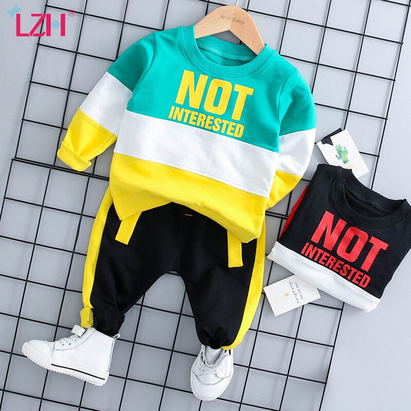 Lzh spädbarnskläder höst vinter baby pojkar kläder kostym för baby kostym randig t-shirt overall 2 st set nyfödd kläder: Grön / 12m