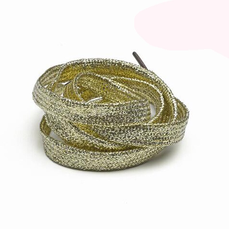 Cordones planos con brillo metálico brillantes para zapatillas, cordones brillantes para zapatillas de lona, botas atléticas, 110cm
