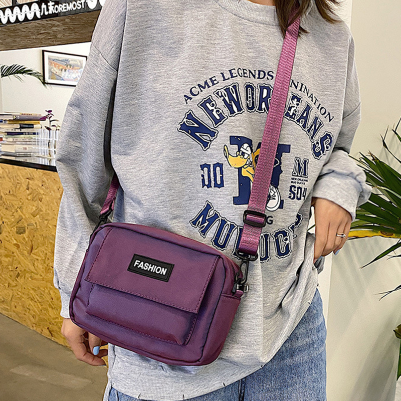 Borsa a tracolla Casual da donna in tinta unita borsa a tracolla in tessuto di Nylon borsa a tracolla per cellulare borsa cosmetica per cellulare