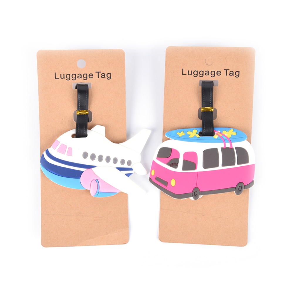 Bagagelabel cartoon vliegtuig auto silicagel koffer id-adreshouder bagage instapkaart draagbaar label reisaccessoires