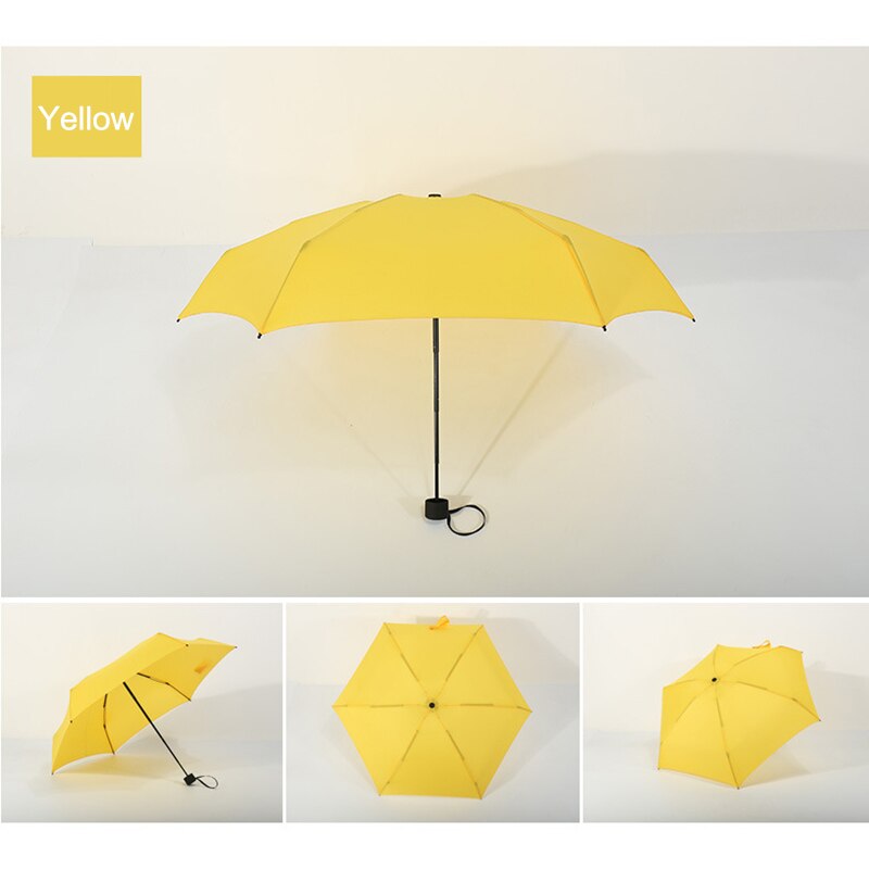 Små mini vikbara paraply regn kvinnor män mini pocket parasoll flickor anti-uv vattentäta bärbara paraplyer: Gul