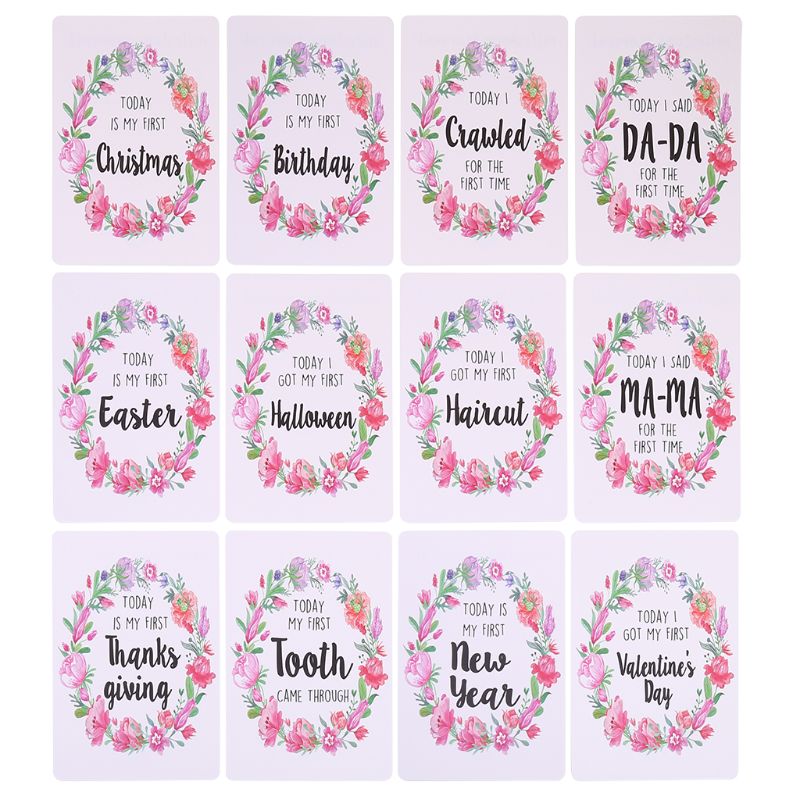 First Year Baby Monthly Milestone Photo Sharing Baby Belly Stickers Birth to 12 Months and 8 Bonus Achievement Stickers