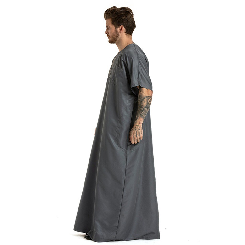 Arabische Moslemische Kleidung Männer Jubah Thobe Ethnische Roben Kurzarm Islamischen Pakistan Nahen Osten max Kleid Kaftan Saudi-arabien Männer