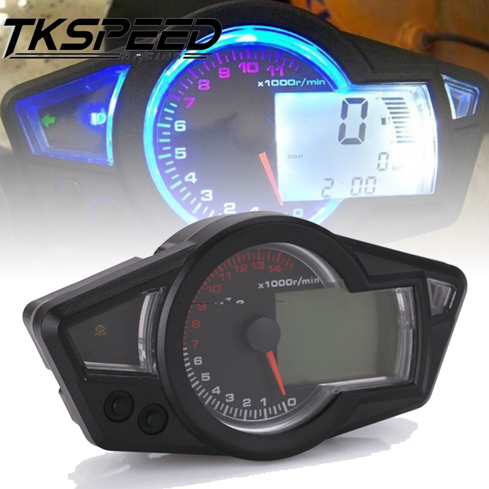 Motorcycle LCD Speedometer Motorcycle Digital Odometer Speedometer Tachometer Fit for 2&4 Cylinders
