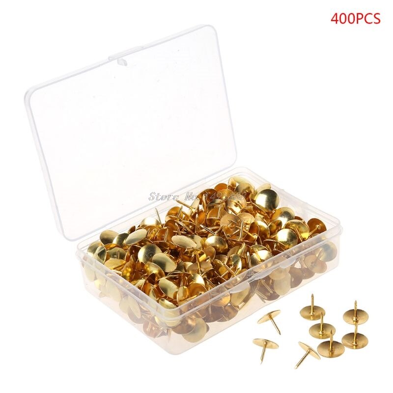 400pcs Metal Thumbtack Drawing Pins Pushpin Cork Board Photo Wall Map Markers: Gold