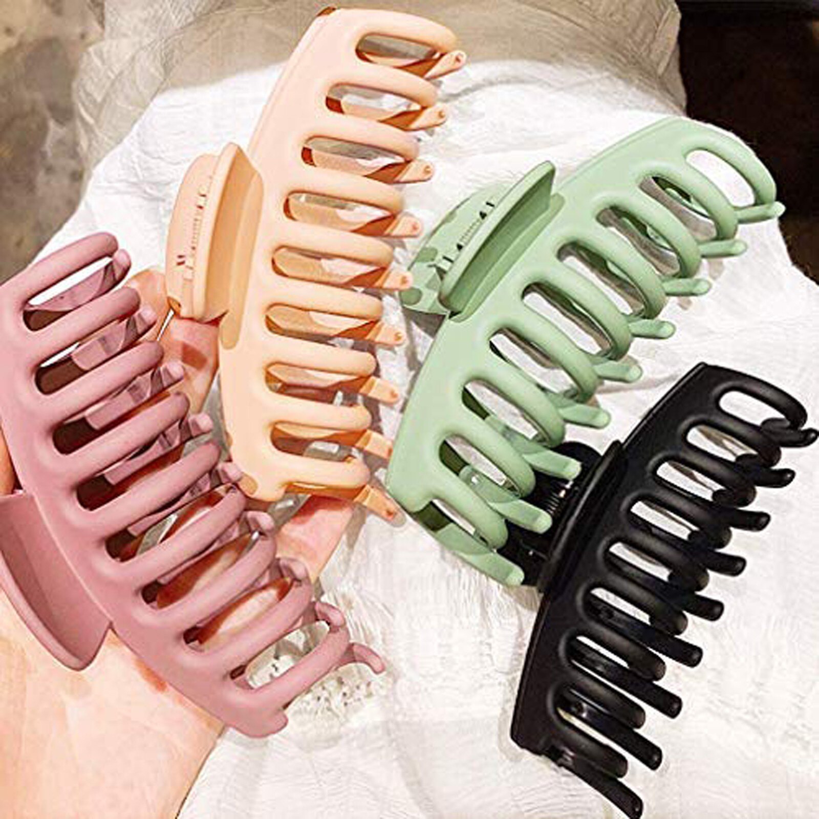 4 Stuks Klauw Clip Voor Vrouwen Stoere Zwarte Plastic Haar Klauw Grote Size Haar Klemmen Klauw Clip Krab voor Haar Accessoires Roze