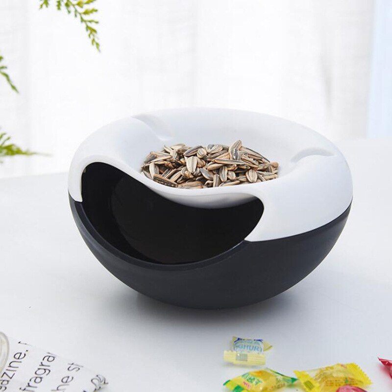 Modern Living Room Shape Lazy Snack Bowl Plastic Double Layers Snack Storage Box Bowl Lazy Fruit Melon Seeds Plate Bowl