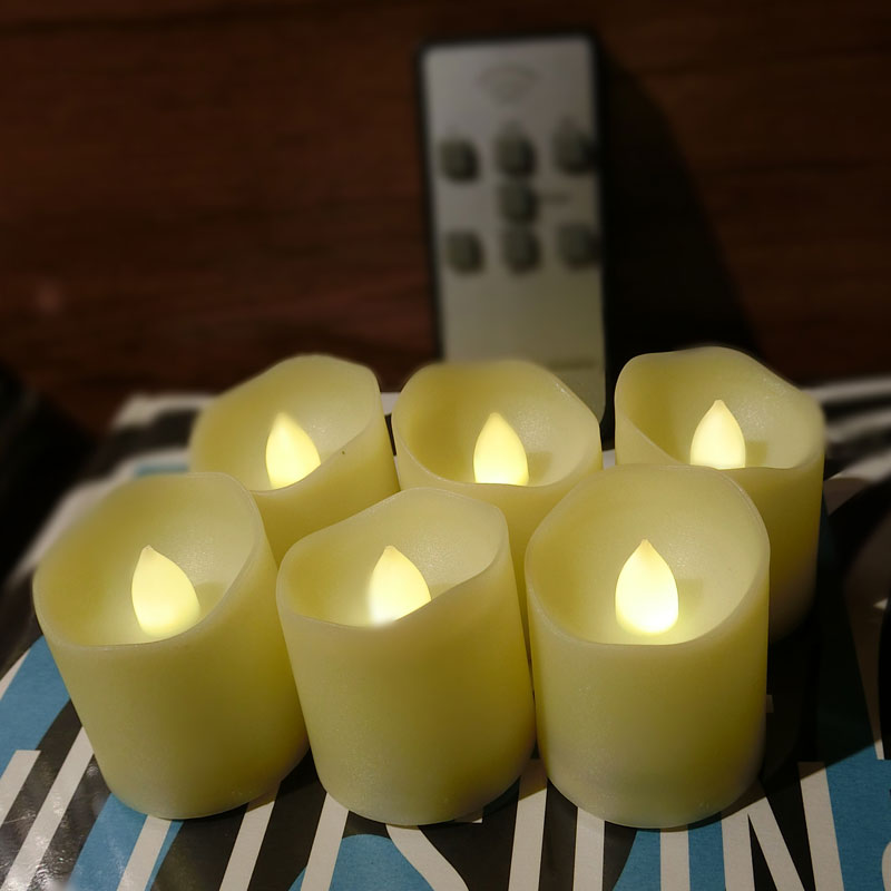 Pack of 6 LED Flameless Candles Battery Operated Timer Function 6 Hours On 18 Hours Off Tea Light Home & Garden Decration