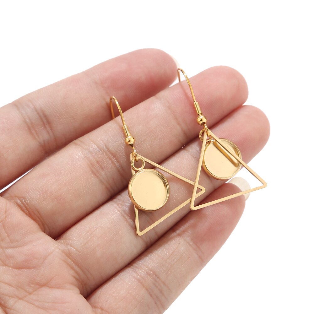 20pcs Triangular prism Stainless Steel Earrings Bases Settings Earring Blank DIY Earring Kits Bezel Earring Tray Jewelry