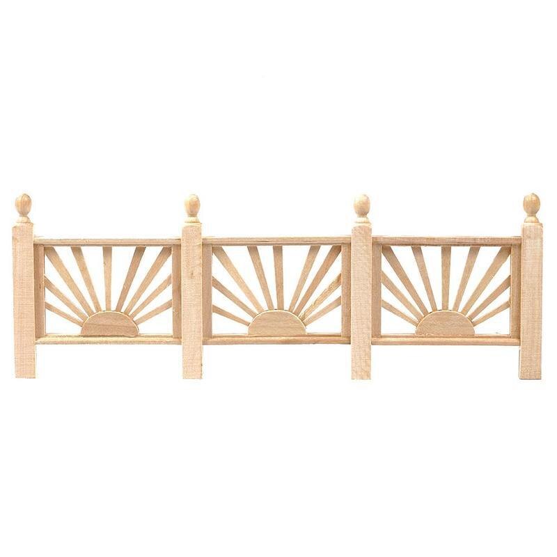 1:12 Puppenhaus Zubehör Simulation Holz 3 Abschnitt Szene Zaun Puppenhaus Balkon Leitplanke Lange Dekoration Miniatur M F3B2: Ursprünglich Titel