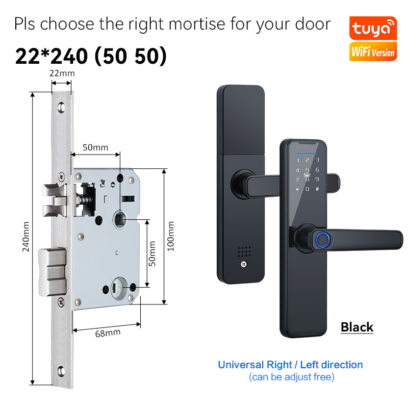 YRHAND-cerradura inteligente K7, cerrojo biométrico negro, aplicación Tuya, desbloqueo remoto, sin llave, wifi, cerradura electrónica para puerta
