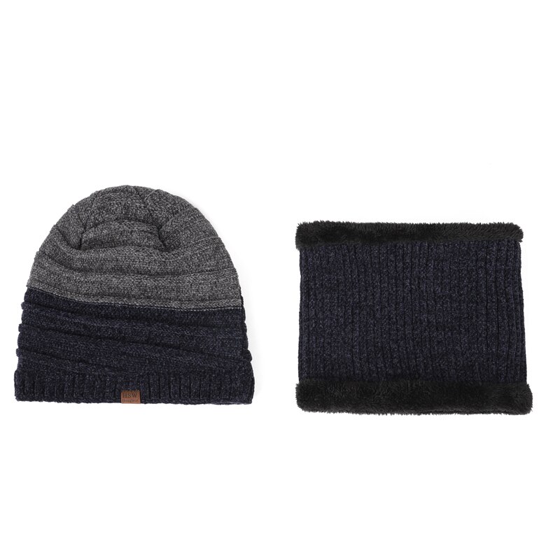 Knitted hat and scarf: Navy