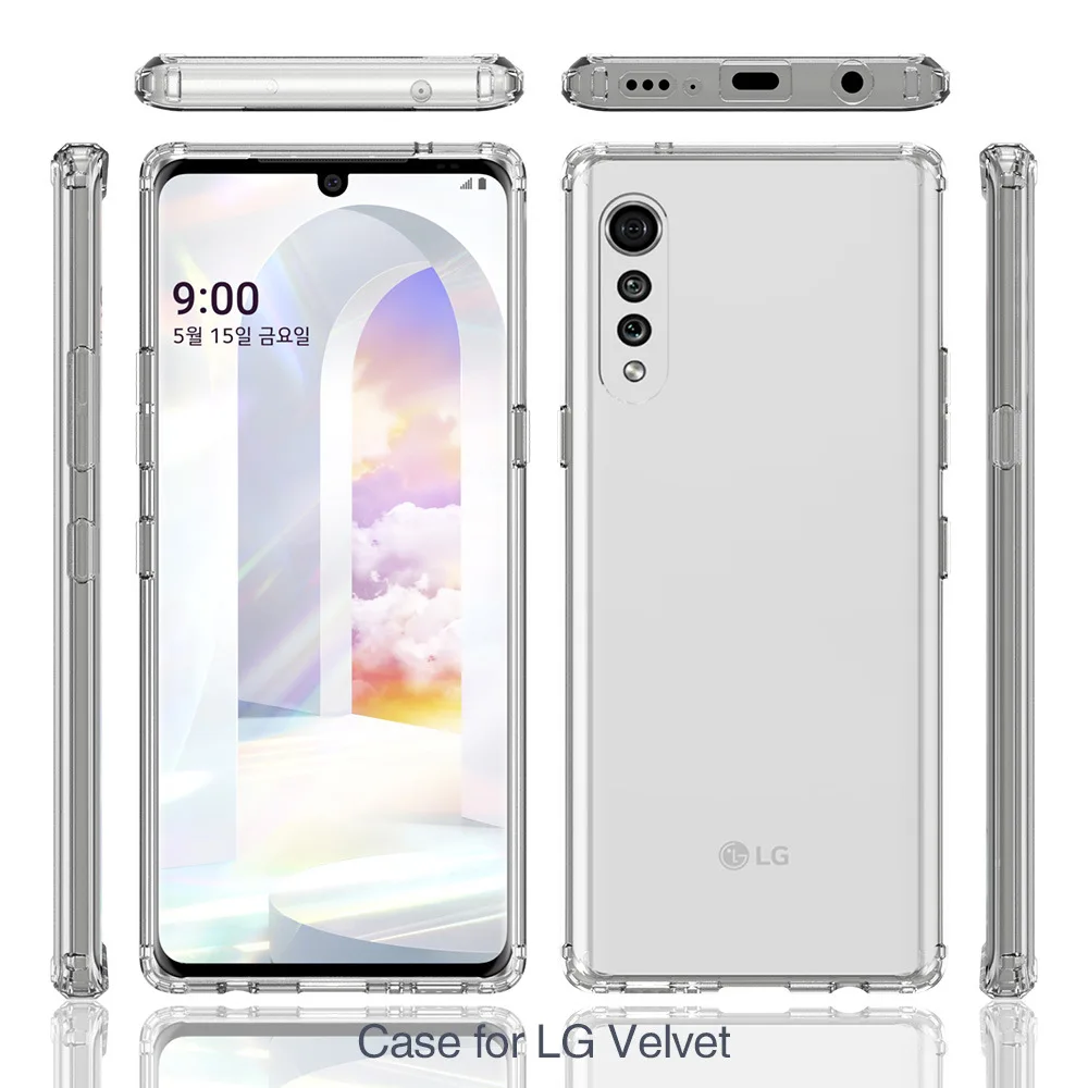 Funda acrílica transparente HD delgada para LG Velvet 5G, cubierta híbrida a prueba de golpes, marco de TPU suave con carcasa trasera dura, Fundas Capa