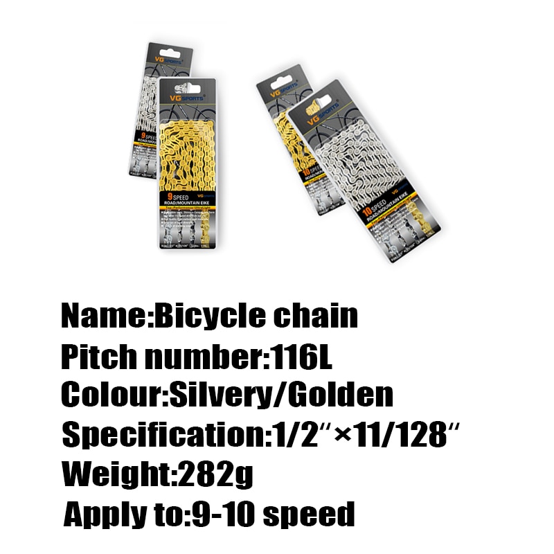 Bicycle Chains 8 9 10 11 Speed Velocidade Titanium Plated Ti Gold Silver Mountain Road Bike MTB Chain Part Cycling 116L