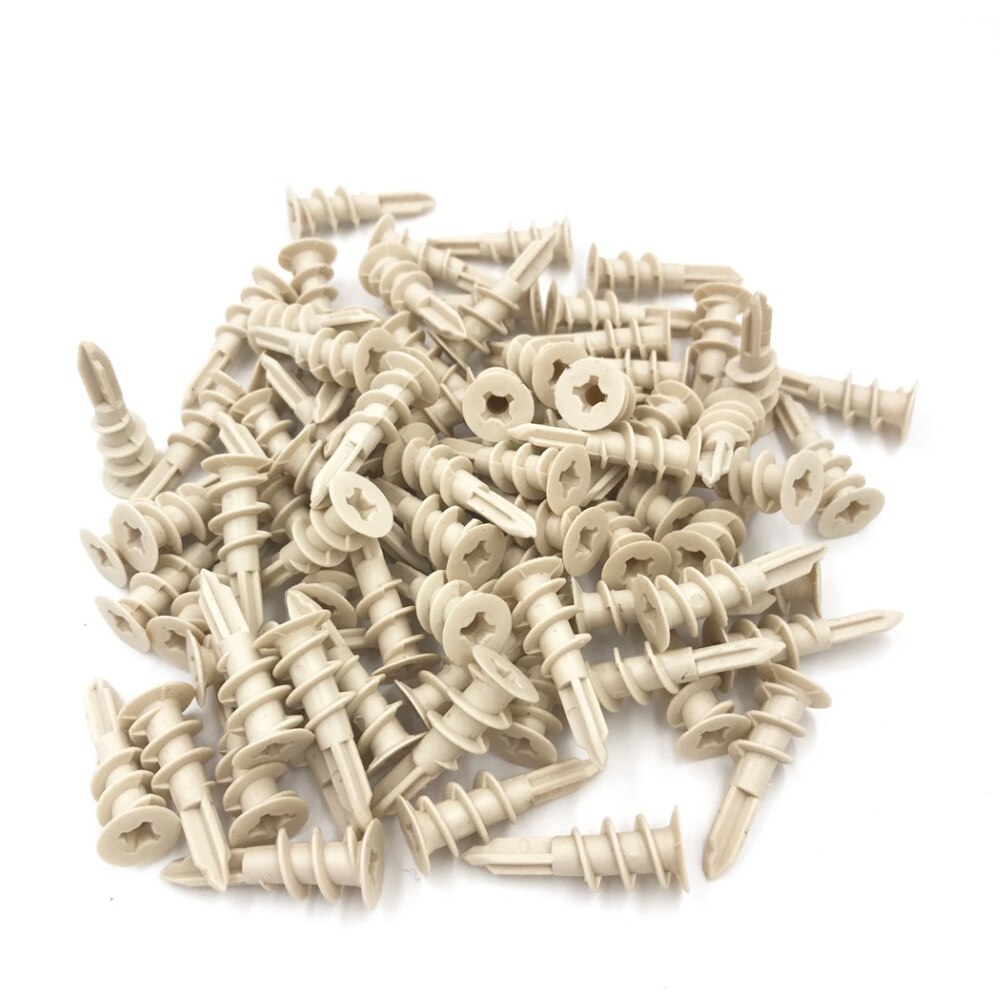 100pcs Mini Ribbed Nylon Expansion Tube Plumbing 6x33mm Hardware Tool Curtain Self Drilling Home Wall Drywall Accessories