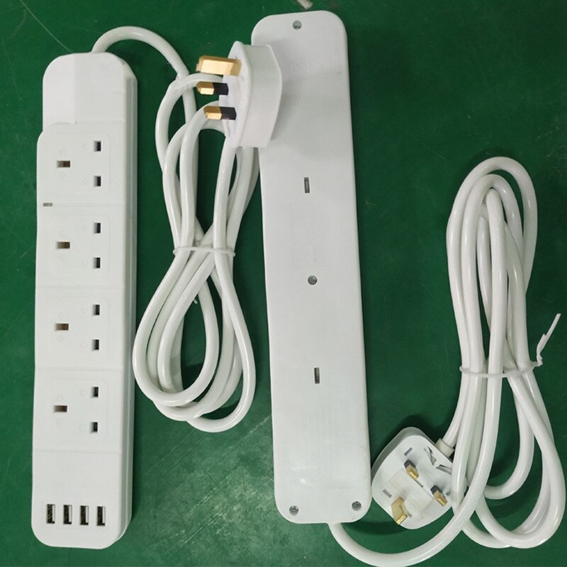 Nowy-listwa zasilająca z 4 gniazda 4 porty USB z kablem o długości 2M długość zabezpieczenie przed przeciążeniem urządzenia dla Home Office(UK wtyczka)