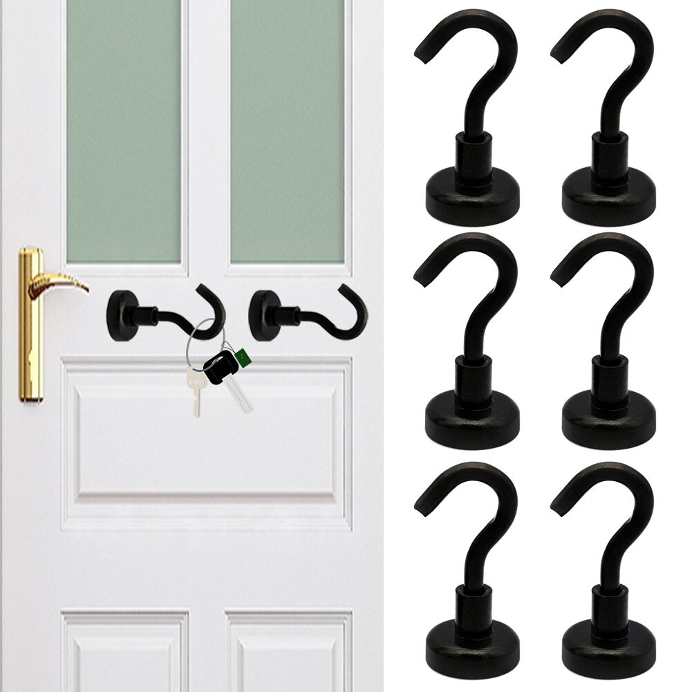 15pcs Key Tool Seamless Strong Suction Magnetic Hooks Hardware Indoor Outdoor Wall Hanger Pot Holder Waterproof Refrigerator