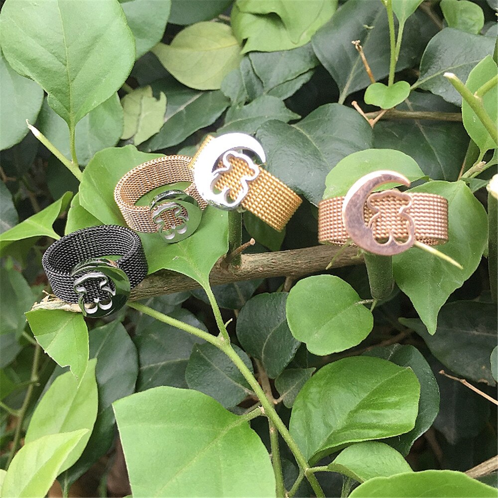 bear Ring silver color moon Wedding Party rings Big Wedding Engagement Bear Ring Jewelry Titanium Steel Ring best