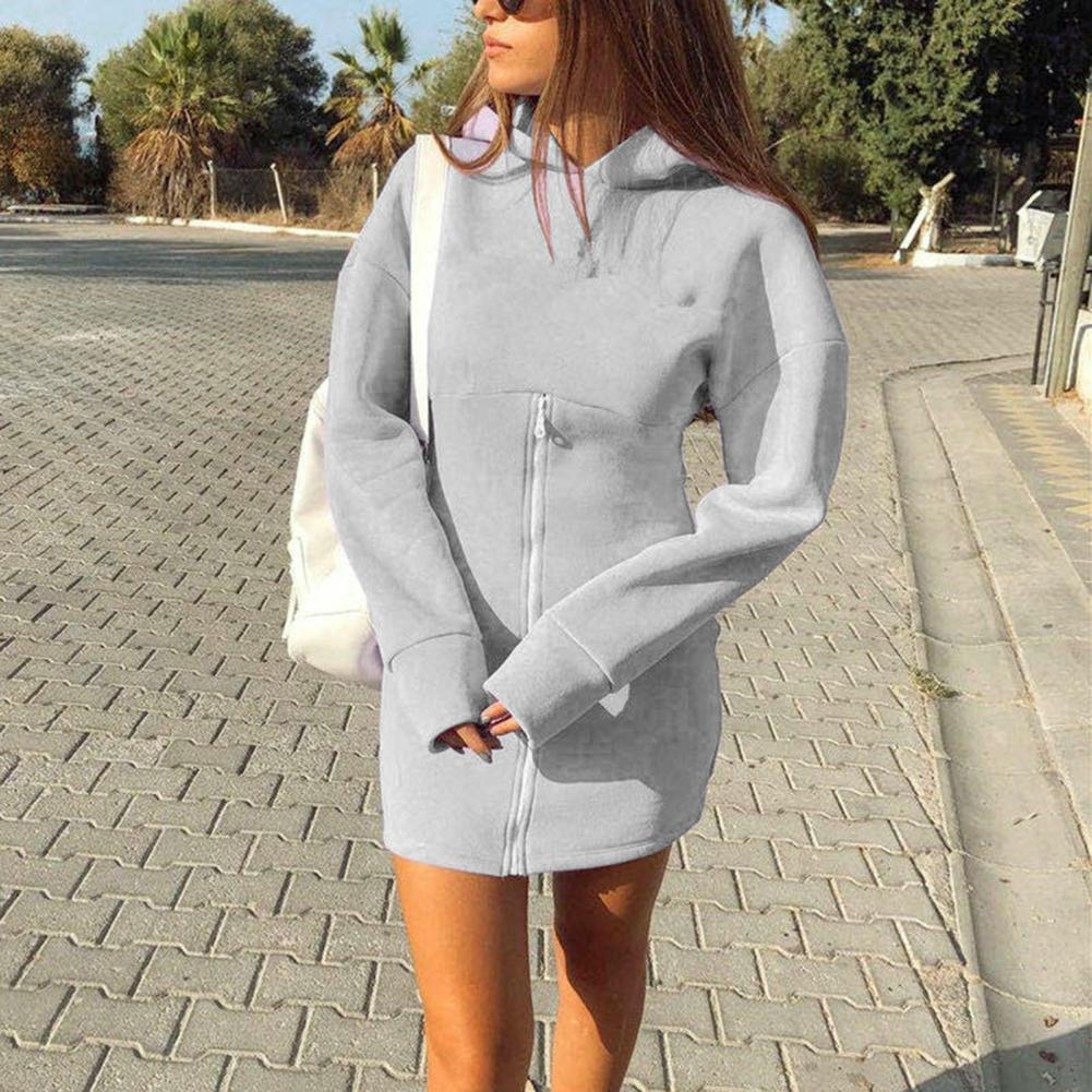 Fit Delicate Hooded Mini Short Thick Sweatshirt Tight Sheath Dress All Match for Dating