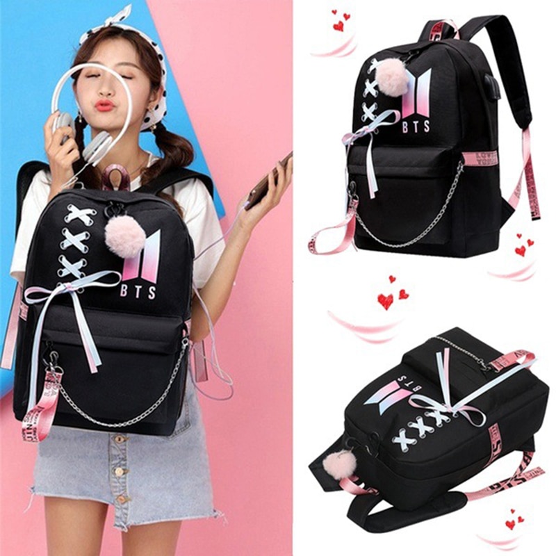 Toile Usb sacs d'école pour filles adolescents sac à dos femmes sacs de livres grande capacité Harajuku filles sac à dos pour ordinateur portable mochila escolar