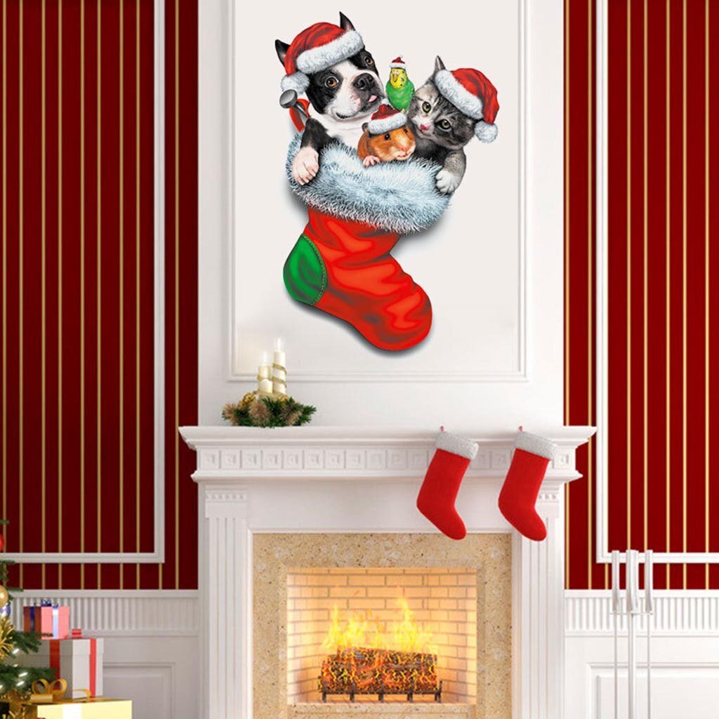 Kerst Sokken Pet Kat Hond Hamster Familie Kamer Muur Sticker Decoratie Huishoudelijke Nieuwkomers Best Selling