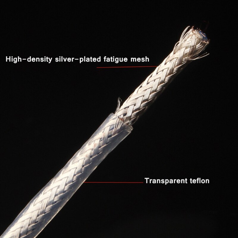 Pegamento negro de grado fiebre LP PTFE, Cable aislado Chapado en plata, fonógrafo, Cable de Audio, Cable de tierra